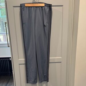Adidas Men's Gray Athletic Track Pants with Black Side Stripes